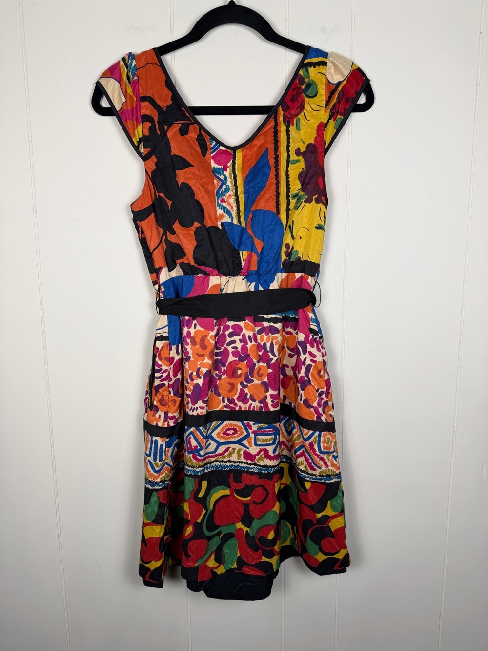 Moulinette Souers 100% Silk Dress Anthropology Abstract Artsy Dopamine Size 2 - Picture 3 of 12